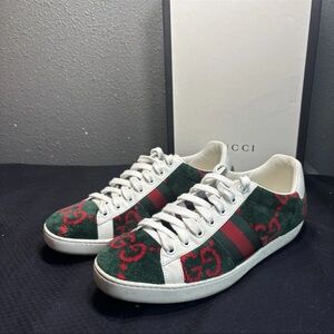 Gucci Tricolor GG Terry Fabric and Leather Ace Sneakers Size 7.5B